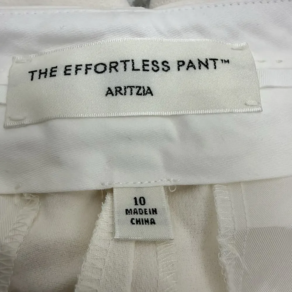 Aritzia Wide Leg Cropped Linen Pants in Light Beige